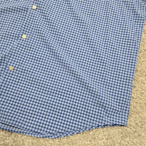 Peter Millar Men Shirt 2XL Blue Plaid Featherweight Button Front Short Sleeve - Picture 2 of 11